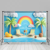 Lofaris Rainbow Blue Sunny Coconut Tree Summber Backdrop